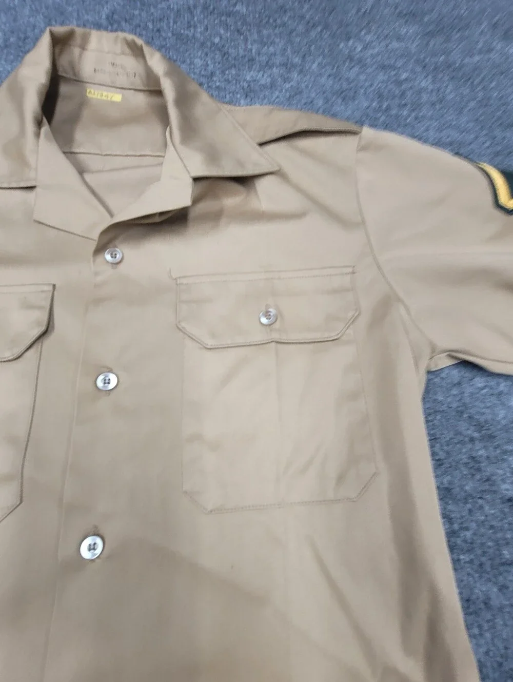 Vintage 70’s US Army Khaki Tan Private First Class Dress Shirt Size S